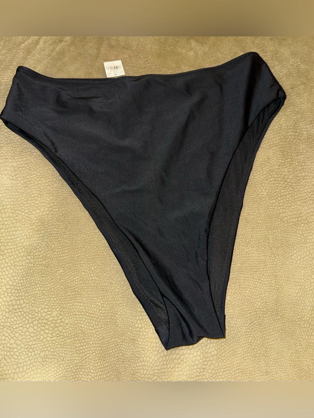 aerie Black Seamless High Cut Cheeky Bikini Bottom NWT LARGE